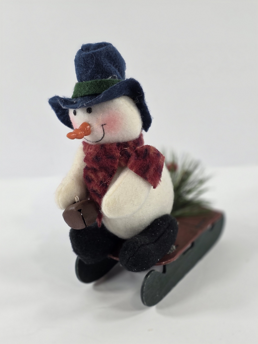 Handcrafted Felt Snowman with Blue Hat and Red Scarf - Home Accents